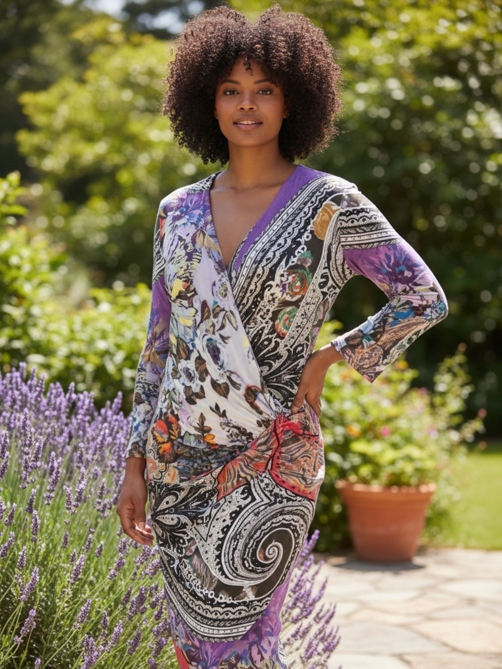 Etro Multicolor Vibrant Floral Paisley Faux Wrap Dress
